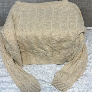 Elegant Cable Knit Crew Neck Sweater